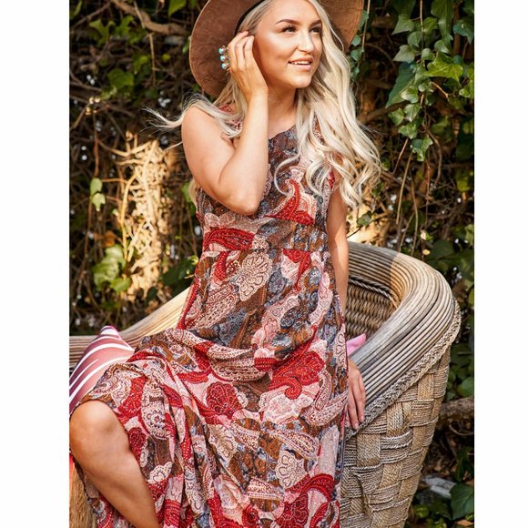 Bohemian Halter Neck Empire Racerback Maxi Dress - Picture 7 of 9
